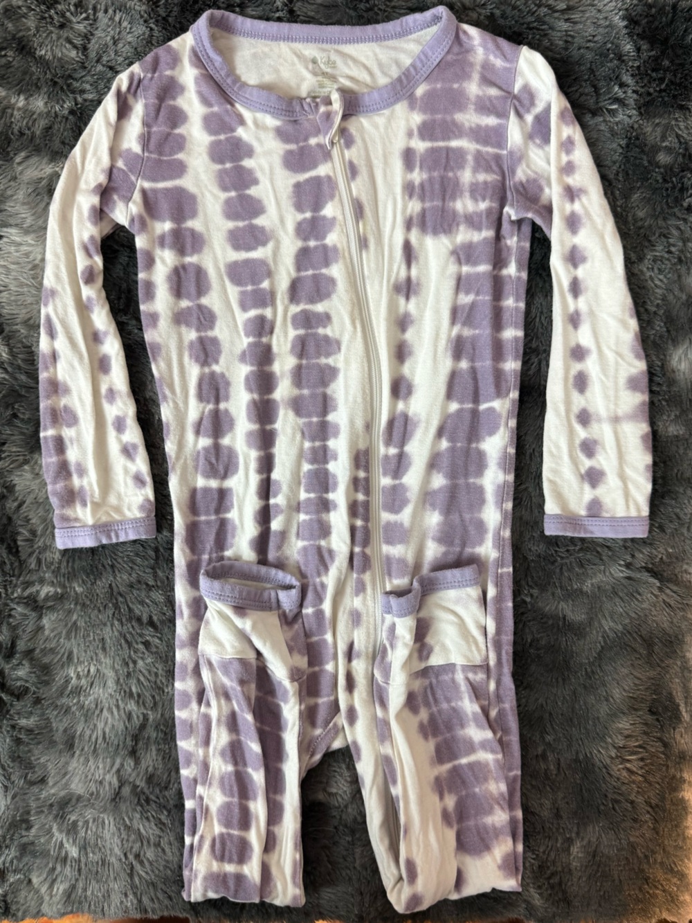 Kyte Baby Lilac Tie-Dye One-Piece Zipper Jumpsuit